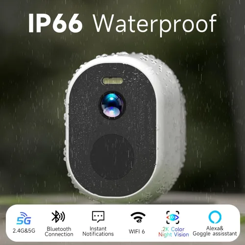 Miniatura 2 de Paquete de 4 cámaras de seguridad inalámbricas de 2.4G y 5G para exteriores, cámaras interiores con batería 2K para seguridad del hogar, sirena