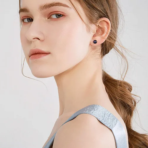 Miniatura 5 de Aretes de tuerca para mujer, aretes de perlas negras para mujer, hipoalergénicos, clásicos, redondos, regalo para madre, esposa, novia, día de San