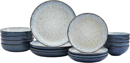 Miniatura 3 de Tabletops Gallery Colección Granja Moteada - Servicio de Vajilla de Gres para 4, Platos de Cena, Ensalada, Aperitivo, Postre, Tazones, Juego
