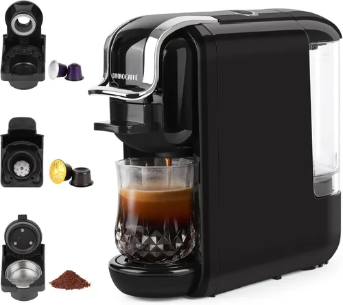 DIVINOCAFFÉ Máquina de café expreso para cápsulas Nespresso, cápsulas Lavazza Blue y café en polvo, presión de bomba de 19 bar que hace auténtico