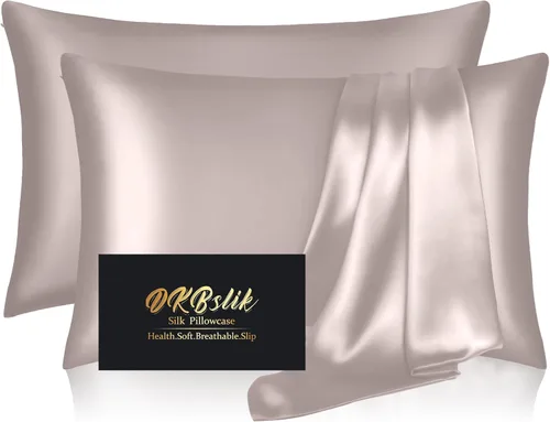 Miniatura 48 de Funda de almohada de seda para cabello y piel, fundas de almohada de seda de morera tamaño estándar, anti-acné, refrescante para dormir, seda Rosa