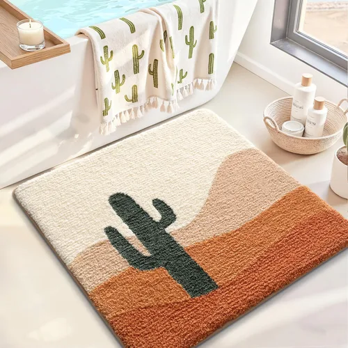 Miniatura 28 de LUMI Alfombra cuadrada de baño de playa, antideslizante, de secado rápido, ultra suave, lavable, absorbente, alfombra de baño con tema mar oceánico