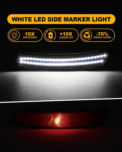 Miniatura 2 de Marcador lateral LED luces blancas para Chevy Camaro 2016-2023 compatible con Cadillac CTS ATS 2014-2023 parachoques delantero trasero Fender