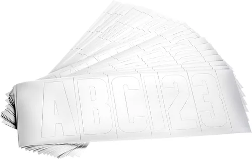 Attwood 14142-7 Kit de letras y números de vinilo impermeable de 148 piezas, acabado negro Blanco