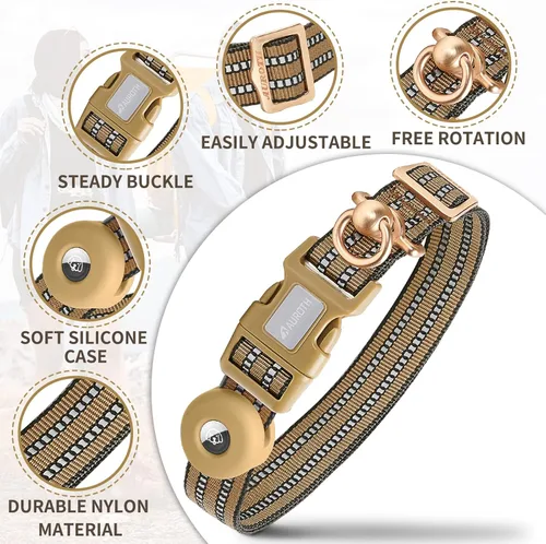 Miniatura 2 de Auroth Collar de perro Airtag, soporte ajustable para AirTag para perros medianos y grandes, soporte para collar de perro Airtag con anillo en D