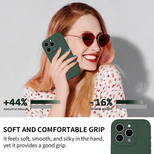 Miniatura 2 de bicol Funda para iPhone 15 Pro con protector de pantalla, protección mejorada del lente de la cámara, funda protectora de silicona líquida suave