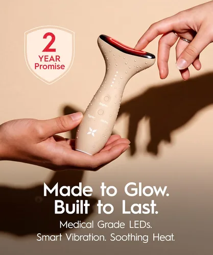 Miniatura 6 de REVO Genie Masajeador facial para cara y cuello, dispositivo de belleza LED con calor y vibración, herramienta de escultura con modos de luz roja