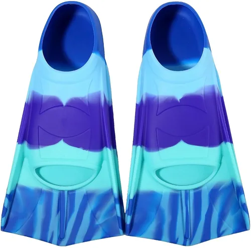 Miniatura 14 de Aletas de natación para niños, aletas cortas para niños y jóvenes, aletas de natación para entrenamiento de natación para niños, niñas, niños Azul