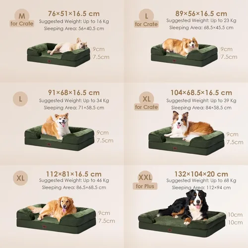 Miniatura 264 de EHEYCIGA – Cama ortopédica impermeable para perros pequeños, de espuma viscoelástica tipo caja de huevos, con bordes elevados y base antideslizante