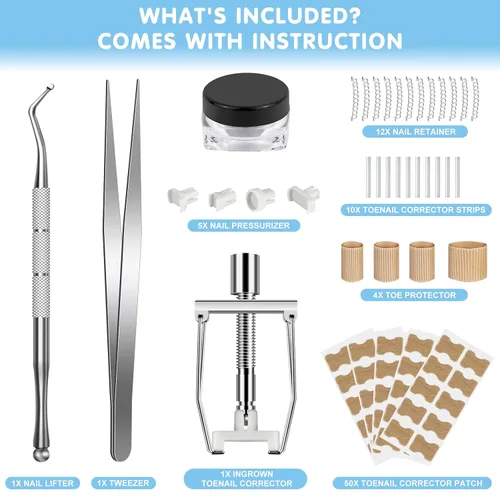 Miniatura 2 de Kit de eliminación de uñas encarnadas, tratamiento profesional de uñas encarnadas, incluye corrector de uñas encarnadas, pinzas, 50 parches
