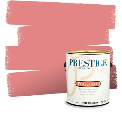 Miniatura 485 de Prestige Paints Pintura exterior e imprimación en uno, 1 galón, plano, coincidencia comparable de Valspar* Amber Rose*