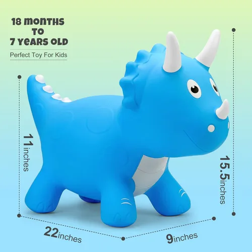 Miniatura 2 de PlayZap Caballo de tolva animoso de dinosaurio, tolva de animales hinchables para niños pequeños, paseo inflable en la tolva de dinosaurio