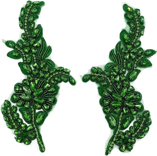 Miniatura 15 de 1 par de apliques hechos a mano con diamantes de imitación de flores para ropa, parches de tela de cristal para vestido de novia, apliques de encaje