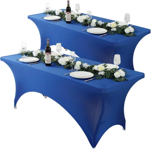 Miniatura 20 de Paquete de 2 manteles de elastano negro de 6 pies – Manteles ajustados – Mantel elástico de ajuste universal para mesas plegables – Sin arrugas