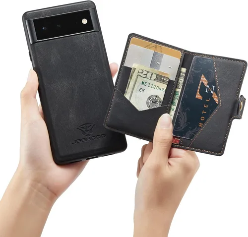Miniatura 2 de Funda para Google Pixel 6 Pro, cartera magnética desmontable con ranura para efectivo, soporte de carga inalámbrica, función atril compatible