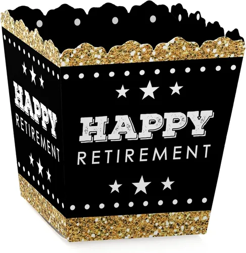 Big Dot of Happiness Happy Retirement - Mini cajas de regalo para fiesta, cajas de dulces para fiesta de jubilación, juego de 12