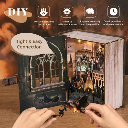 Miniatura 6 de MiniCity Kit de rincón de libros, kit de casa en miniatura para adultos, adolescentes y principiantes, casa de muñecas, biblioteca de biblioteca