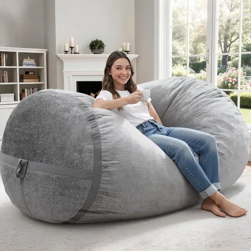 Miniatura 24 de Homguava Puf gigante de 2 pies para adultos con relleno de espuma viscoelástica, puf con funda de piel sintética suave, cómoda puf para sala