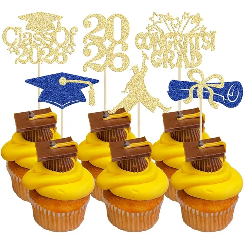 Miniatura 12 de Gyufise 1 decoración de pastel So Proud of You Black Glitter 2026 Decoración de pastel de fiesta de graduación You Did It, decoración de pastel