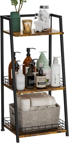 Miniatura 11 de keomaisyto Elegante estante de escalera de 4 niveles, estante de almacenamiento para baño, estantería de escalera con cajón, estantes de Blanco