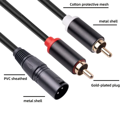 Miniatura 2 de Cable de conexión doble RCA a XLR macho y divisor en Y, desequilibrado 2 RCA/Phono Plug a 1 XLR Splitter Duplicator Cable Adaptador Y