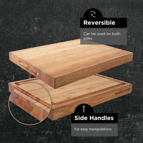 Miniatura 4 de Tabla de Cortar Grande de Madera de American Cherry - Un Bloque de Carnicero que Viene con Ranura para Jugos para Cortar Carne y Verduras Jugosas