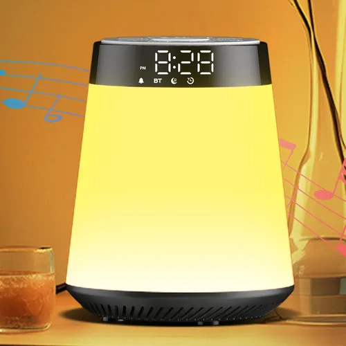 Reloj Despertador Sunrise con Luz de Despertar y Máquina de Ruido Blanco - 21 Sonidos Relajantes, 12 Luces Nocturnas Regulables de Colores, Altavoz