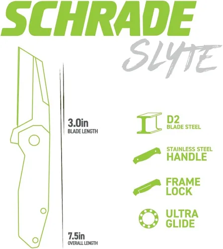 Miniatura 4 de Schrade Slyte Folding Knife with Ultra-Glide Technology, 2.5-3" Blade, Stainless Steel, for Outdoors, Survival, Everyday Carry
