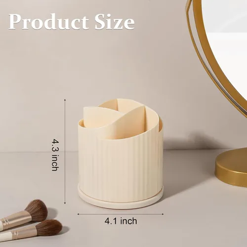 Miniatura 7 de Anyoifax Organizador giratorio de 360 brochas de maquillaje con 5 ranuras para brochas de maquillaje, taza en forma de flor, soporte para bolígrafo