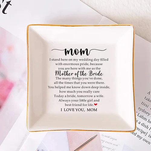 Miniatura 4 de SUNBMO Madre de la novia - Soporte de cerámica para anillos, regalo de boda para madre, regalo de agradecimiento para mamá
