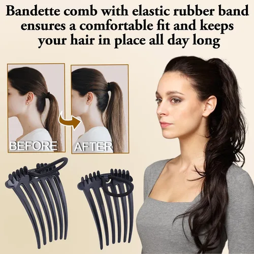 Miniatura 4 de Vodolo Peine bandette con banda elástica, 6 piezas de accesorios para el cabello para peinados fáciles y elegantes, cola de caballo Bump it Up