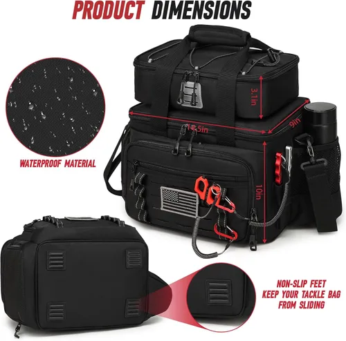 Miniatura 5 de Bolsa de aparejos de pesca, bolsa de almacenamiento de carretes de pesca desmontable, organizador de equipo de pesca, equipo de pesca duradero