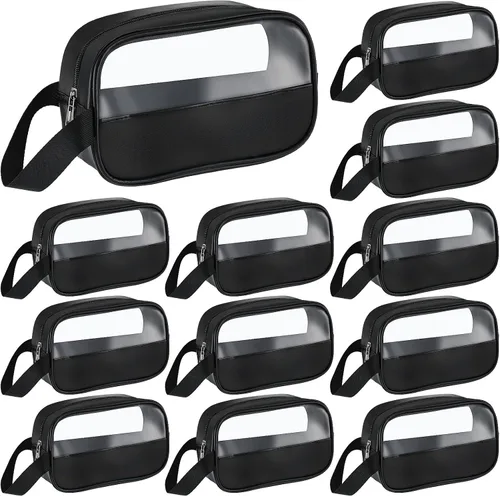 Buryeah 12 bolsas de aseo a granel para mujeres y hombres, translúcidas, pequeñas, bolsa de maquillaje de viaje, portátil, impermeable, juego para
