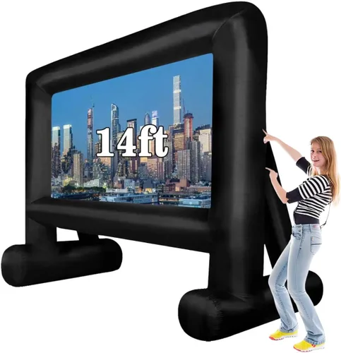 Miniatura 11 de Proyector inflable de 24 pies, pantalla de película para exteriores e interiores, pantalla de proyección de cine portátil, con soplador de aire