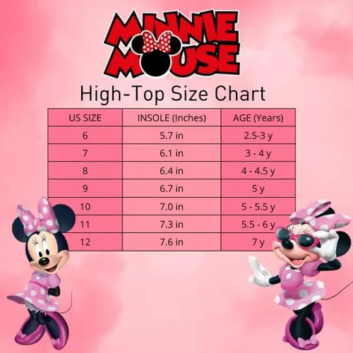 Miniatura 6 de Tenis de Minnie Mouse para niñas, zapatos deportivos de lona casuales de alta calidad para niños (bebéniño pequeño), talla 6 12