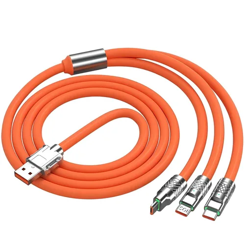 Cable de carga múltiple de 4 pies, cable de carga múltiple 3 en 1, cable de carga universal corto con 3 puertos diferentes IP/tipo C/Micro Naranja