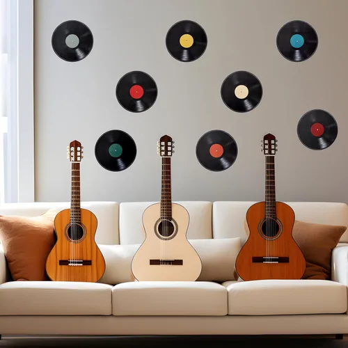 Miniatura 6 de Piriuuo 8 discos de decoración de pared, discos de vinilo decorativos, decoración de discos de vinilo de 9 pulgadas, decoración de pared
