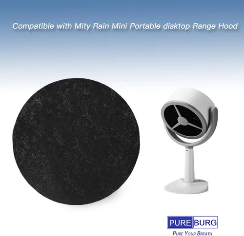Miniatura 2 de PUREBURG Filtro de carbón activado de repuesto compatible con Mity Rain Mini campana extractora portátil, paquete de 10 unidades de limpieza