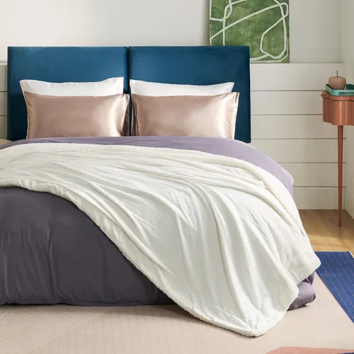 Miniatura 3 de Bedsure Manta de tamaño King de vellón sherpa para la cama, gruesa y cálida para el invierno, suave y mullida, grande, color crema, 108 x 90