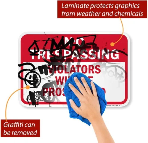 Miniatura 5 de SmartSign Letrero con texto en inglés "No Trespassing - Violators Will Be Prosecuted", aluminio reflectante de grado de ingeniero 3M de 12 x 18