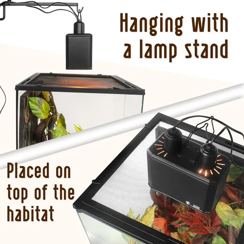 Miniatura 5 de Lámpara de cúpula profunda 2 en 1 para reptiles, lámpara de iluminación de calor de reptiles con encendido/apagado individual para terrarios
