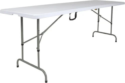 Miniatura 7 de Flash Furniture Kathryn - Mesa plegable rectangular de plástico ajustable de 8 pies con asa de transporte, mesa plegable para eventos en interiores