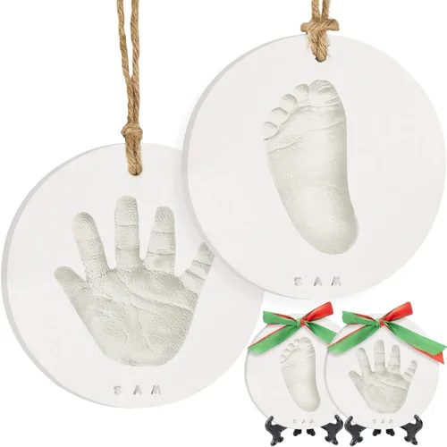 Miniatura 13 de KeaBabies Kit de recuerdo de manos y huellas para bebé, kit de adornos de huellas de manos y pies recién nacidos de secado rápido para niños