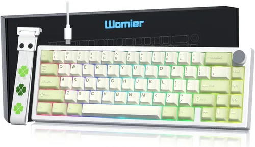 Teclado mecánico para juegos Womier 60% verde QMK/VIA, teclado cremoso con cable, montaje de junta caliente intercambiable RGB y tapas de teclas PBT