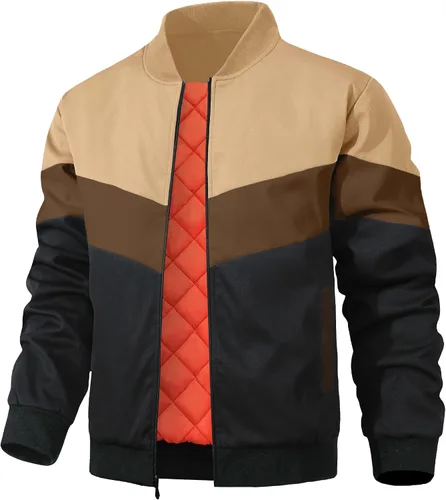 Miniatura 9 de HYPESTFIT Chaqueta bomber para hombre, casual, resistente al viento, para otoño e invierno, abrigos, acolchados, con aislamiento