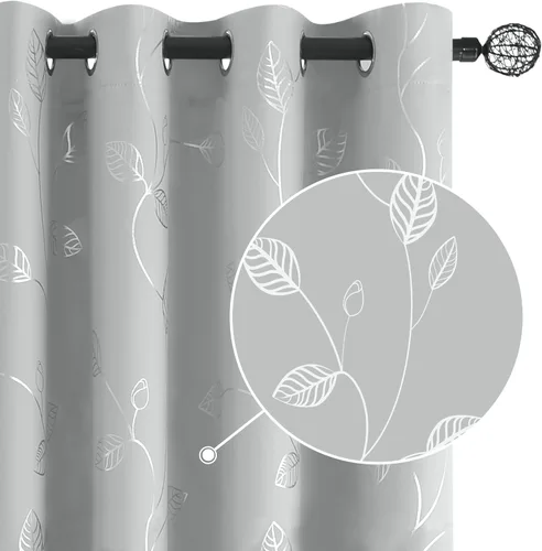 Miniatura 31 de BUHUA - Cortinas opacas blancas, cortinas plateadas, juego de 2 paneles de cortinas con ojales para dormitorio, elegante tratamiento de ventana