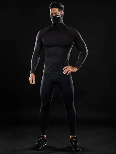 Miniatura 3 de DRSKIN 2 or 1 Pack Men's MASK Turtleneck Compression Shirts Top Long Sleeve Sports Baselayer Running Thermal Athletic Workout