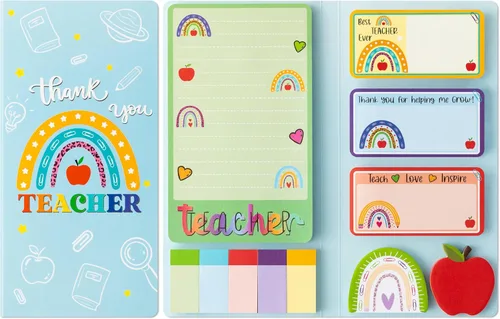 Miniatura 15 de Xqumoi Teaching is A Work of Heart - Juego de notas adhesivas de 550 hojas, lápiz en forma de manzana, blocs de notas autoadhesivas, notas