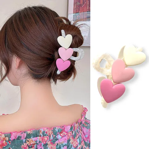 Accesorios de peinado de corazón de San Valentín: pinzas grandes de color rosa mate, pasador francés para mujeres y niñas, horquillas