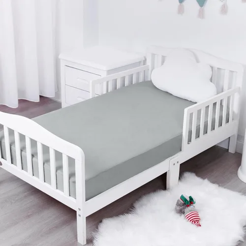 Miniatura 5 de Sábanas impermeables para cuna para niños, paquete de 2, sábana bajera para cuna neutra de 52 x 28 pulgadas para cuna estándar y colchón de cama